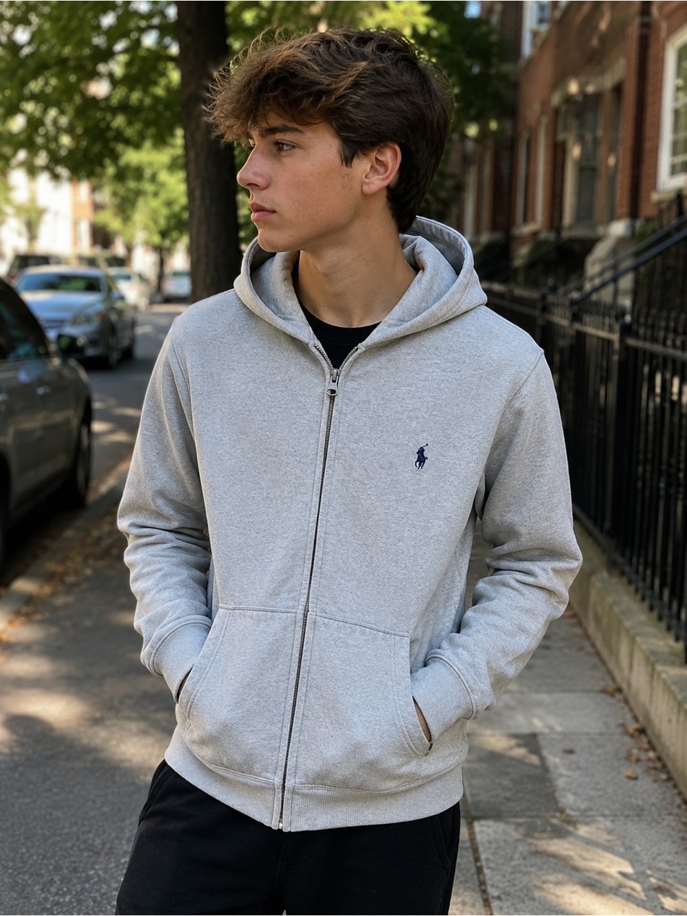 Polo by Ralph Lauren Light Gray Full-Zip Hooded Sweatshirt